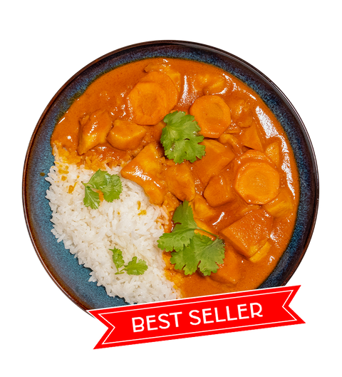 Pollo al Curry Rosso Thailandese con Riso Bianco